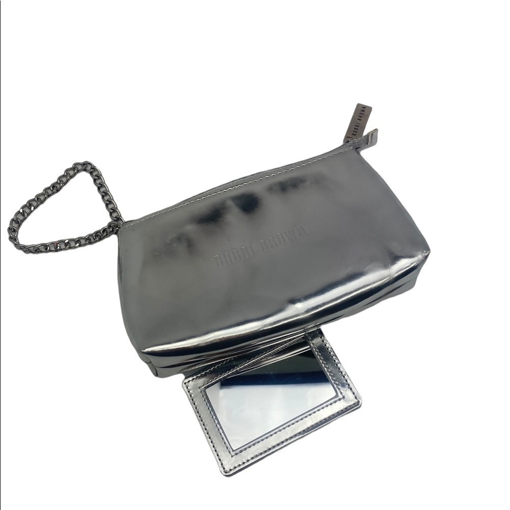 Bobbi Brown Silver Tone Wristlet Silver Tone Chain Mirror Cosmetic Purse Bag
